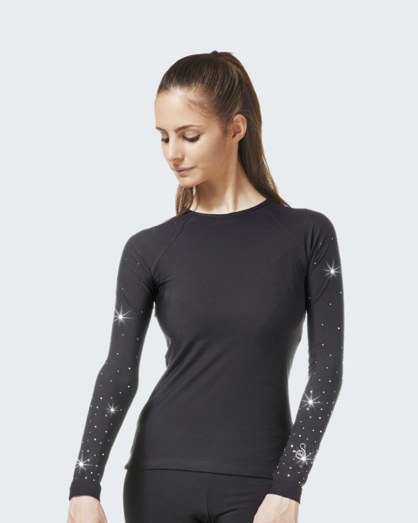 Microfibre Long-Sleeve T-Shirt with Crystals